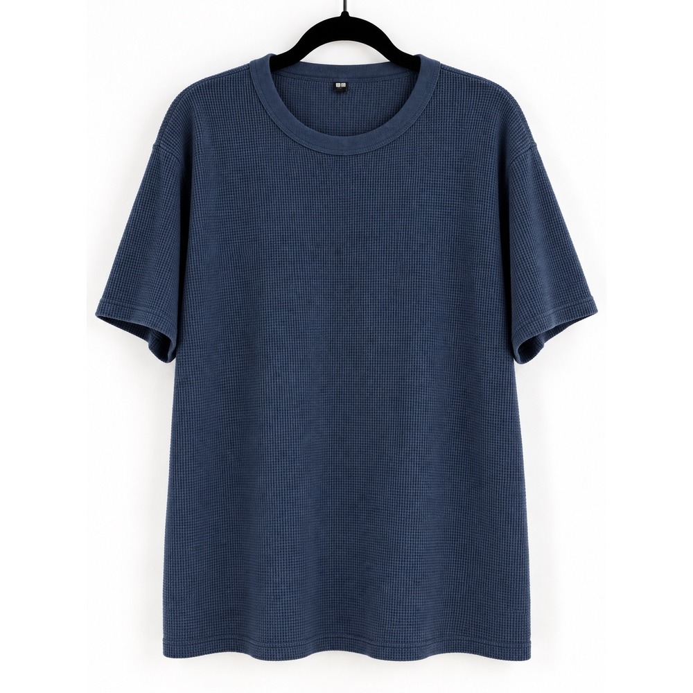 Uniqlo Waffle Knit T-Shirt Mens Medium Blue Short Sleeve Crew Neck Gorpcore